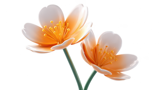 Orange white flower petals pistils isolated on a transparent background stamen bloom