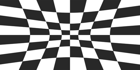 Black and white checkered pattern . Chess pattern . Black and white square background . Checkered wallpaper . Eps 10, Vector illustration