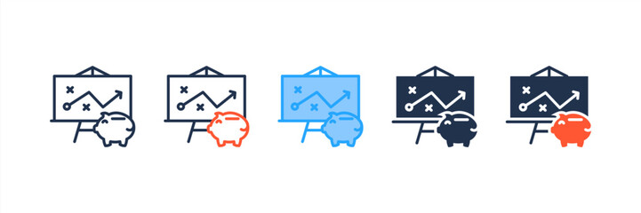 Financial Planning icon set multiple style collection