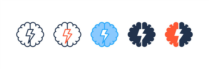 Brainstorming icon set multiple style collection