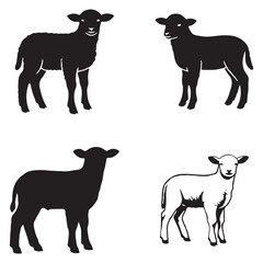 Lamb Sheep Silhouette Illustration Livestock Animal Vector Collection