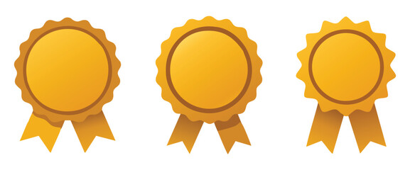 Golden Award Medals with Ribbons for Recognition and Achievement
