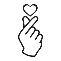 Obraz premium Finger Heart Symbol: Cute Hand Gesture Sign Vector Illustration