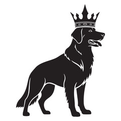 Dog Wearing a Crown Silhouette Vector Illustration Art