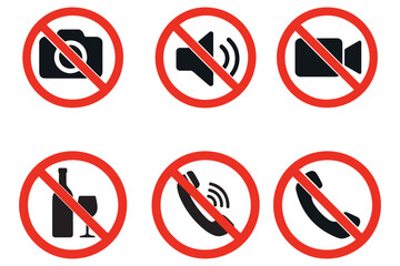 Collection of Prohibition Sign Vector Illustrations For Design