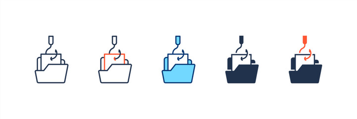 Phishing icon set multiple style collection