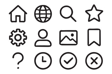 Essential Vector Icons for Website and Application User Interface Design