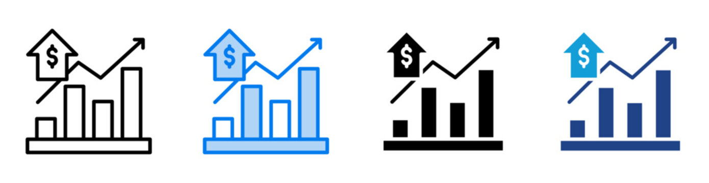 Price increase icon set multiple style collection