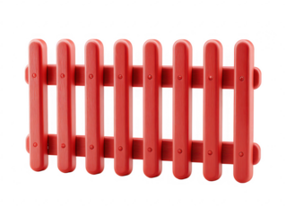 Red Plastic Picket Fence Section isolated on a transparent background boundary