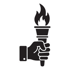 Symbolic Hand Holding a Flaming Torch Representing Enlightenment and Progress