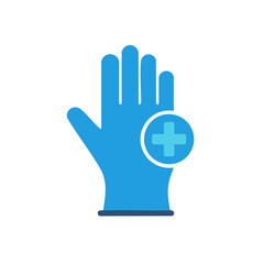 Obraz premium Vector illustration of medical glove with plus sign on white background, healthcare and safety concept