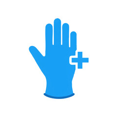 Obraz premium Vector illustration of medical glove with plus sign on white background, healthcare and safety concept