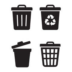 Trash Can Icons for Waste Management and Recycling Projects