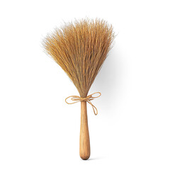 Natural handmade broom eco friendly cleaning tool on a Transparent Background