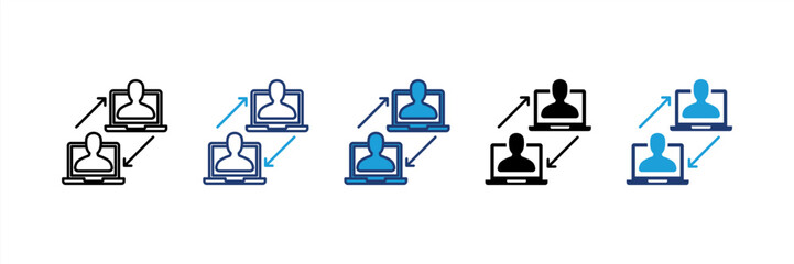 Online Interaction icon set multiple style collection