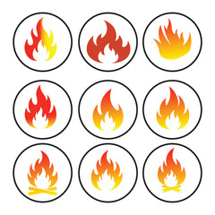 Burning Flame Circular Icons Vector Designs and Graphics