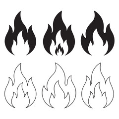 Burning Fire Icons Silhouette Shapes Vector Graphic Resources