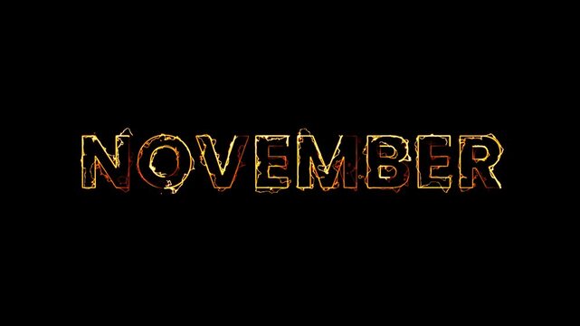 November Neon Animation &ndash; Glowing Text in Fall Theme. neon animation of the word "November" with autumn-inspired lighting calends, monthly promos, and fall-themed social media visual.