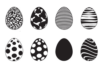 Festive Easter Eggs in Black and White Pattern Illustration Design