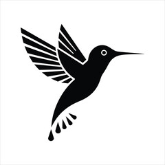 Hummingbird Silhouette Vector – Minimalist Flying Bird Icon
