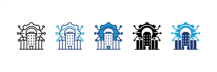 Smart Cities icon set multiple style collection