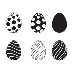 Decorative Easter Eggs with Various Patterns and Simple Design