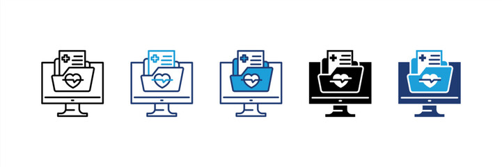 Electronic Health Record icon set multiple style collection