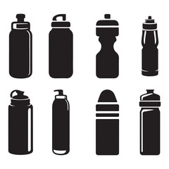 Assorted Water Bottle Vector Icons: Hydration and Sports Design Elements