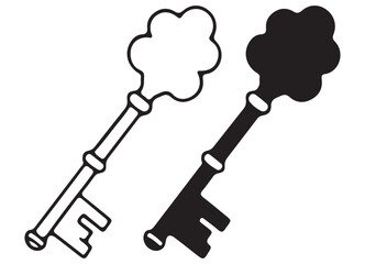 Antique Key Illustration: Vintage Vector Art Security Symbol Design