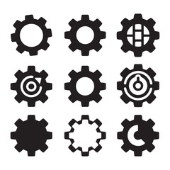 Machine Gear Silhouette Vectors for Engineering and Mechanical Projects