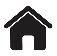 Black house icon with peaked roof and doorway home building