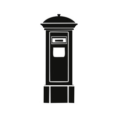 Black postal box with rounded top and slot mailbox silhouette