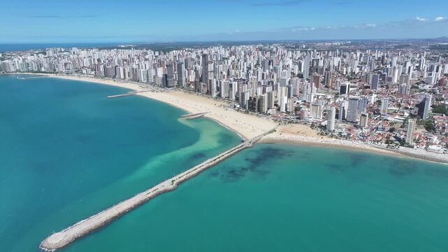 Fortaleza Skyline At Fortaleza In Ceara Brazil. Coast City. Downtown Cityscape. Beach Landscape. Fortaleza Skyline At Fortaleza In Ceara Brazil. Beautiful Skyline. Brazil Northeast.