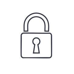Dark grey padlock icon on white background security protection