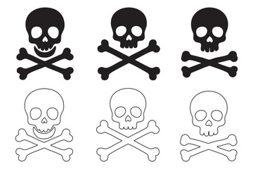 Warning Skull and Crossbones Vector Illustration Collection for Danger