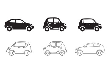 Automobile Outline Graphics Vector Design Elements Collection