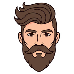 Elegant Man with Moustache and Beard Vector Graphic Design
