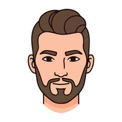 Hipster Man with Short Beard Clean Vector Portrait Illustration