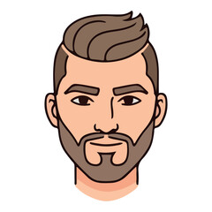 Stylish Man with Modern Hairstyle and Neat Goatee Vector Art