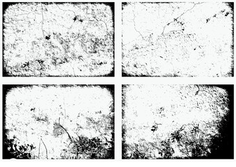 A versatile set of grunge banner and texture designs featuring vintage black ink brush strokes, splatters, and decorative borders for an artistic, messy paper effect