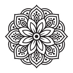 Intricate Mandala Design with Symmetrical Floral Patterns Vector Image