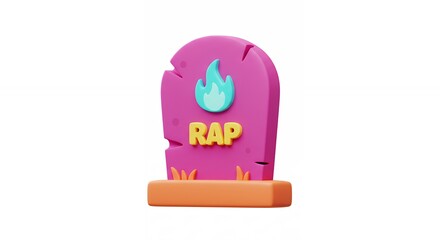 Obraz premium Cartoon gravestone icon with rap text