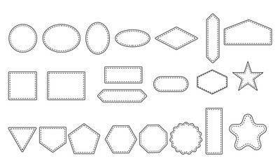 Leather Patches Frame or Label Template Clipart - Outlines design Vector Template Illustration