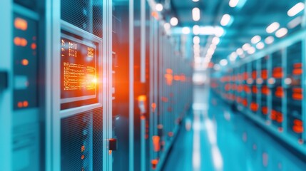 Digital twin of a factory floor data point, glowing node, intricate lines, network visualization