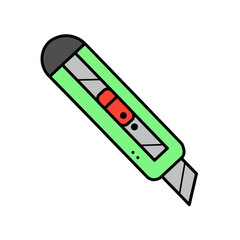 Vibrant green utility knife clip art for crafting projects and DIY designs with clean sharp edges
