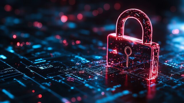 Secure WiFi padlock  Cybersecurity concept