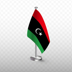 Flag of Libya. Vector illustration of a flag with flagpole on a transparent background
