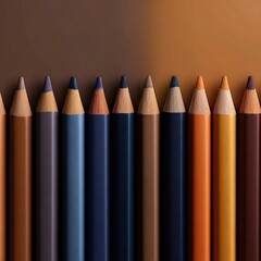 Row of colored pencils in a gradient
