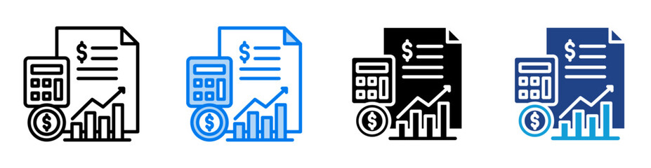 Budgeting icon set multiple style collection
