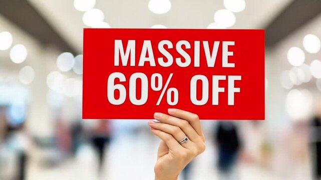 Massive sale sixty percent off retail shopping discount promotion clearance event big savings deal